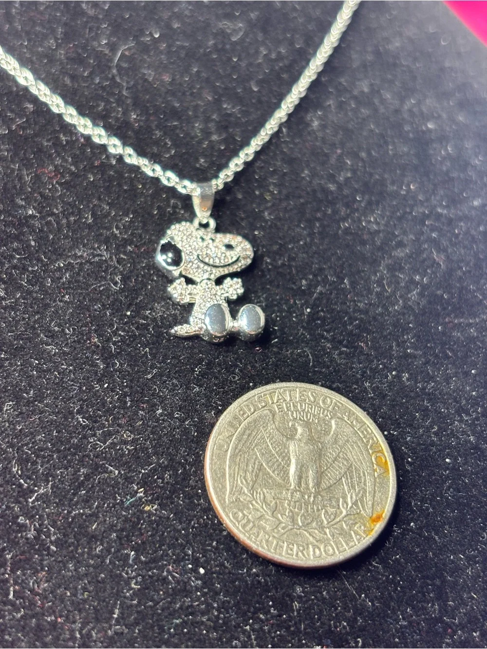 New Silver-tone Crystal Peanuts Snoopy Dog Pendant Necklace - Women's Jewelry - Picture 4 of 5